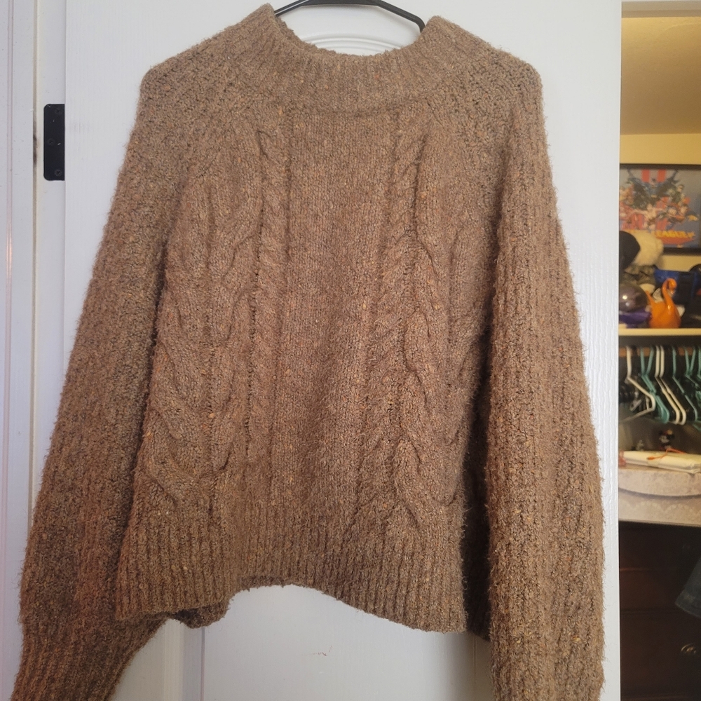 Cozy Brown Cable Knit Sweater